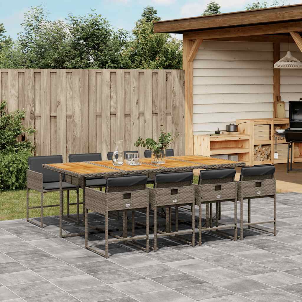 Ensemble À Manger De Jardin Coussins 13 Pcs Résine Tressée