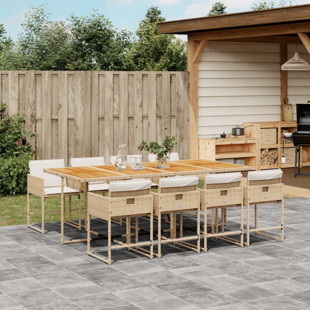Ensemble À Manger De Jardin Coussins 13 Pcs Résine Tressée