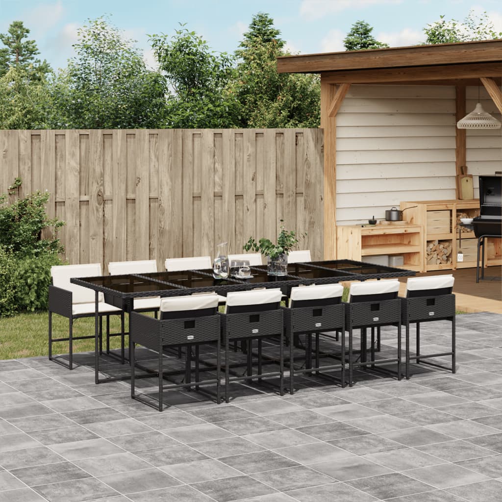 Ensemble À Manger De Jardin Coussins 13 Pcs Résine Tressée