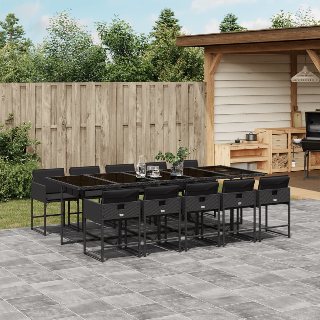 Ensemble À Manger De Jardin Coussins 13 Pcs Résine Tressée