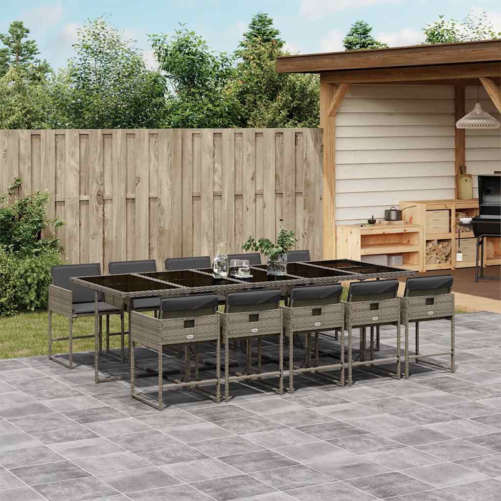 Ensemble À Manger De Jardin Coussins 13 Pcs Résine Tressée