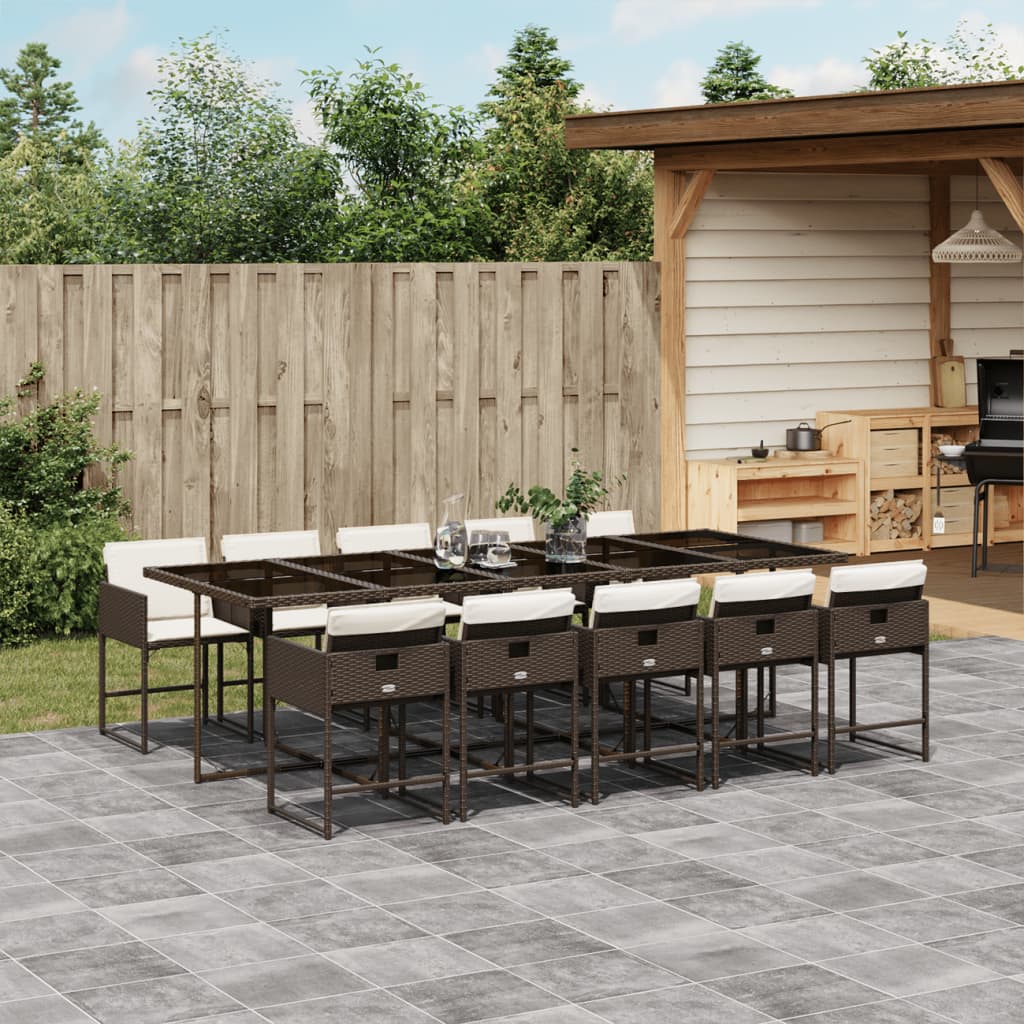 Ensemble À Manger De Jardin Coussins 13 Pcs Résine Tressée