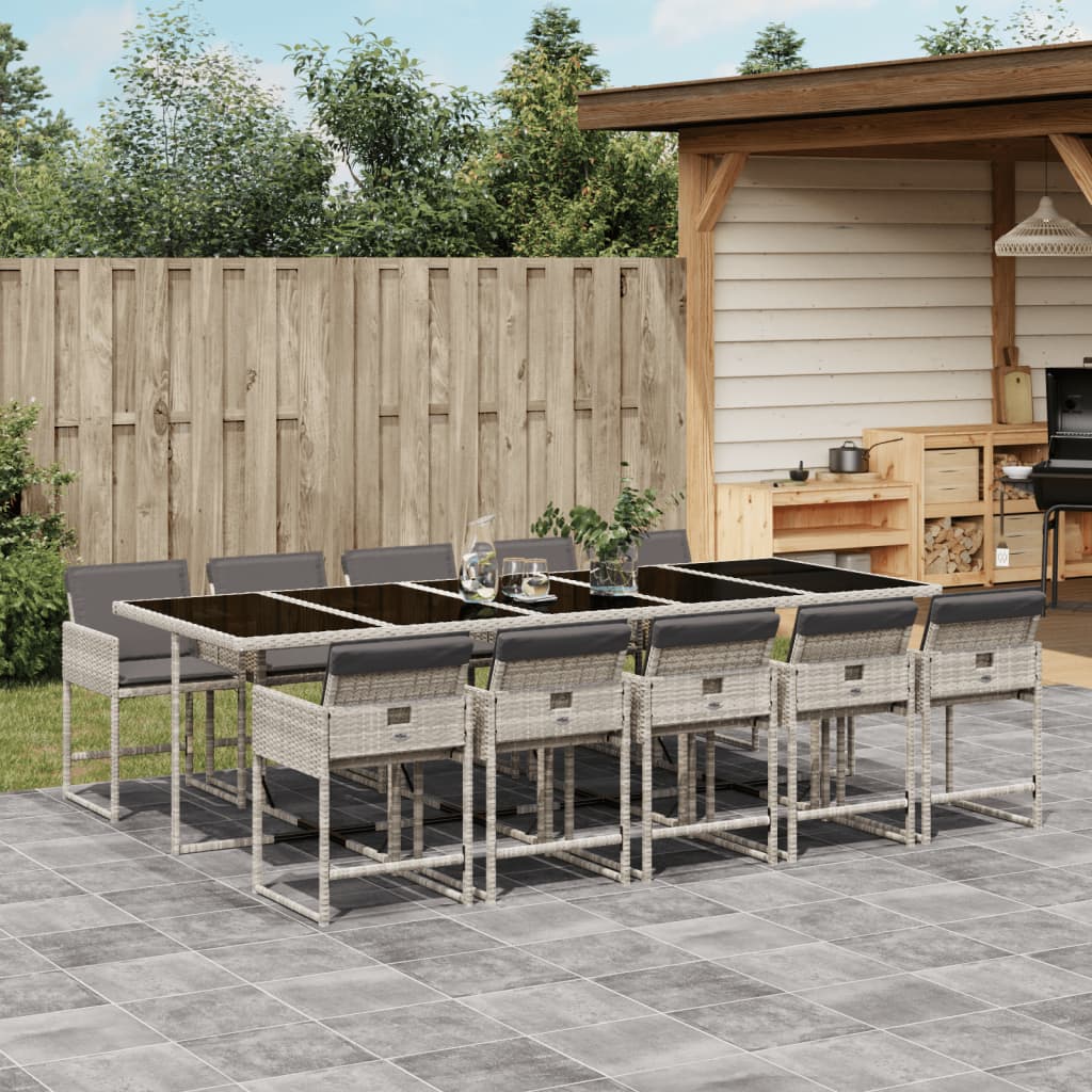 Ensemble À Manger De Jardin Coussins 13 Pcs Résine Tressée