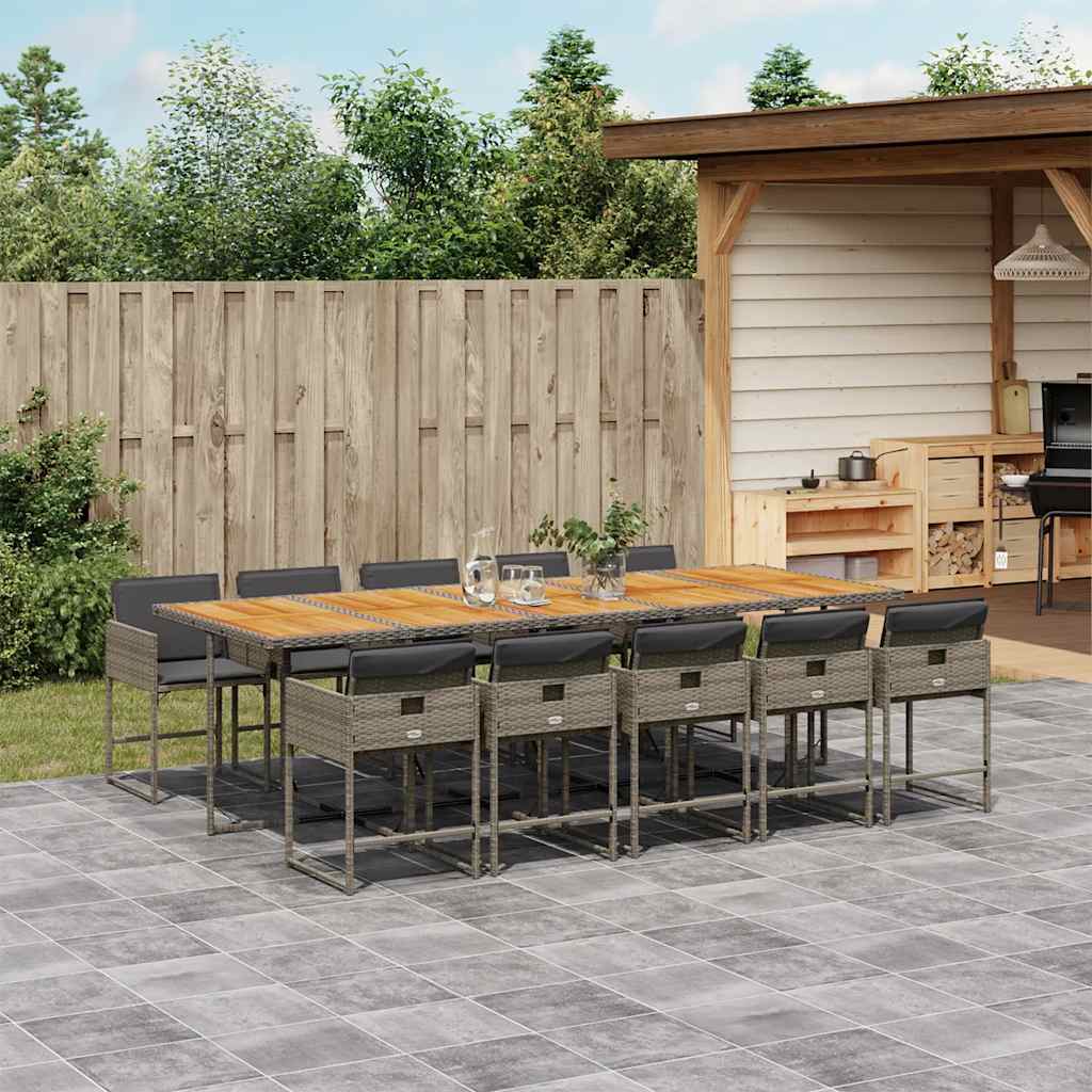 Ensemble À Manger De Jardin Coussins 13 Pcs Résine Tressée