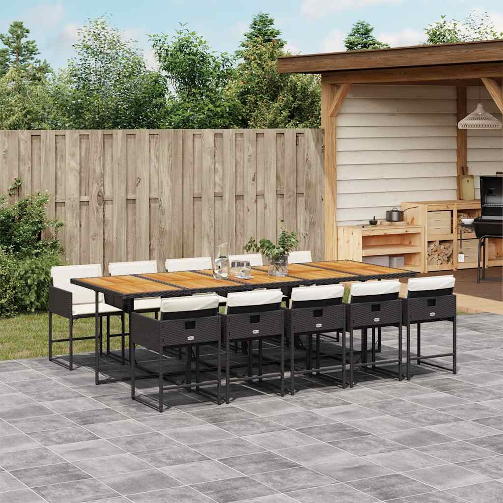 Ensemble À Manger De Jardin Coussins 13 Pcs Résine Tressée