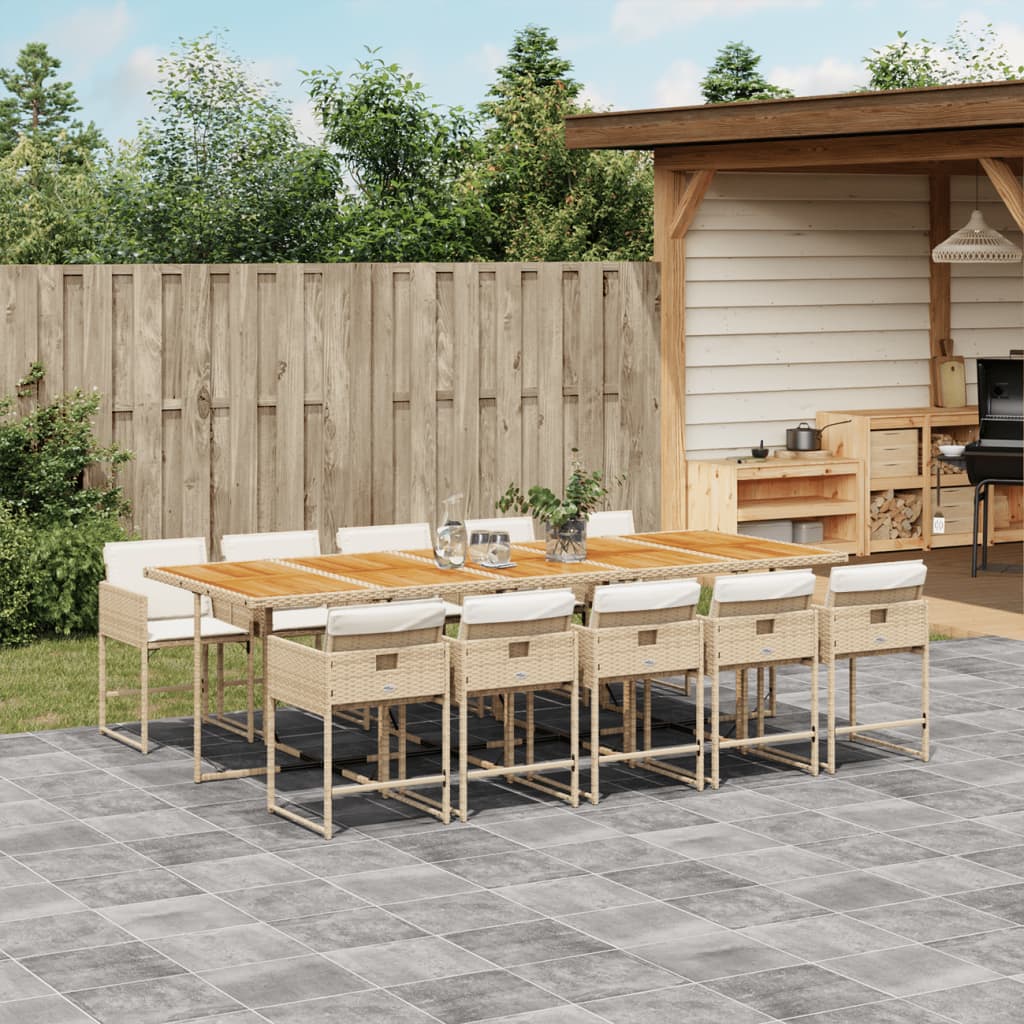 Ensemble À Manger De Jardin Coussins 13 Pcs Résine Tressée