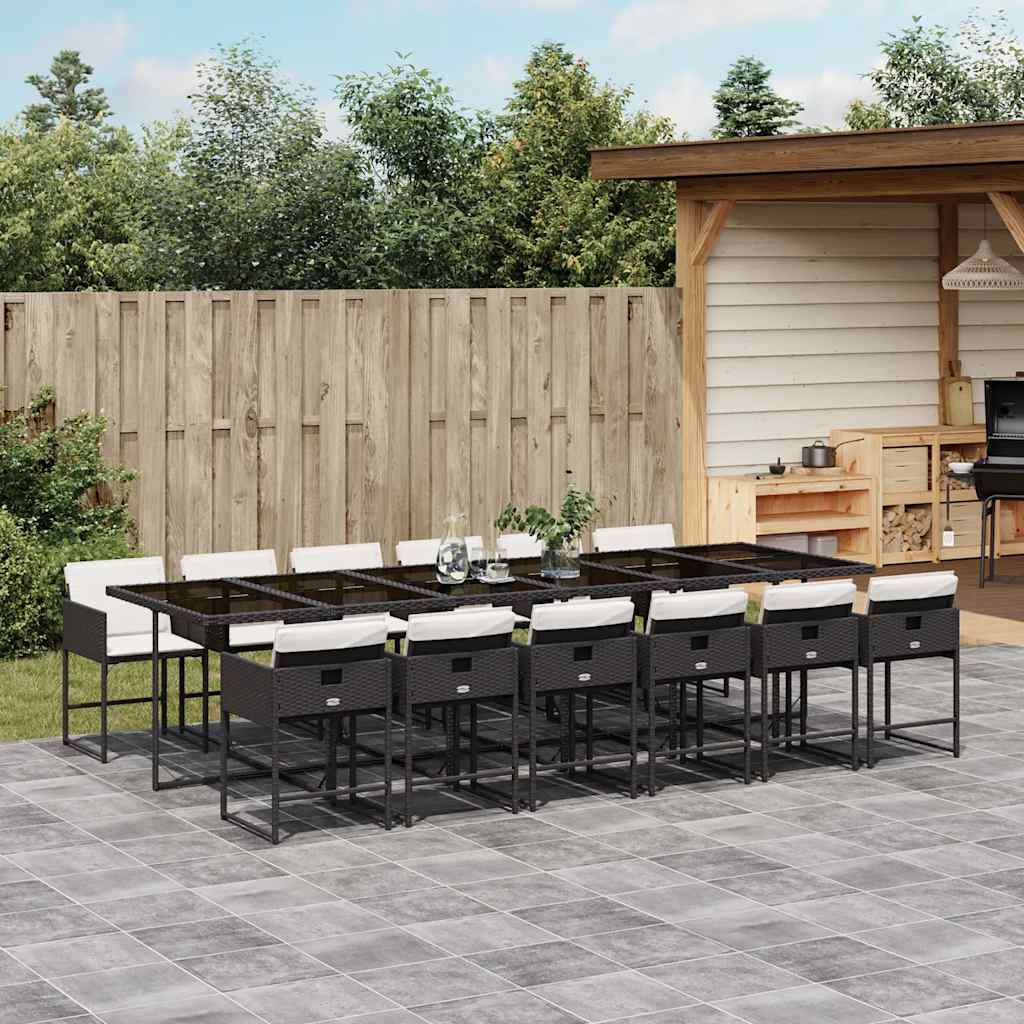 Ensemble À Manger De Jardin Coussins 13 Pcs Résine Tressée