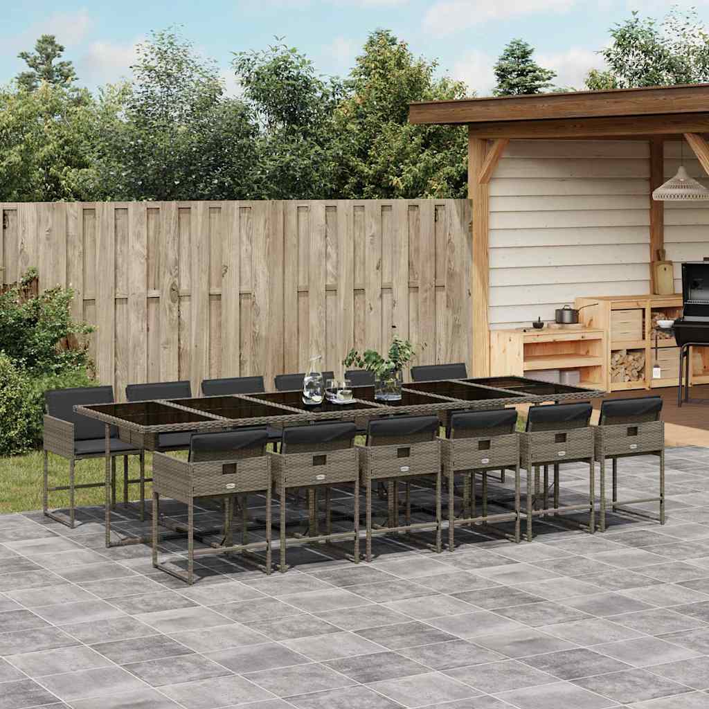 Ensemble À Manger De Jardin Coussins 13 Pcs Résine Tressée
