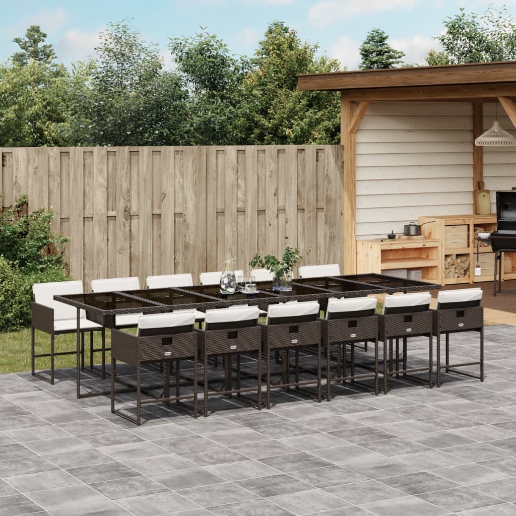 Ensemble À Manger De Jardin Coussins 13 Pcs Résine Tressée