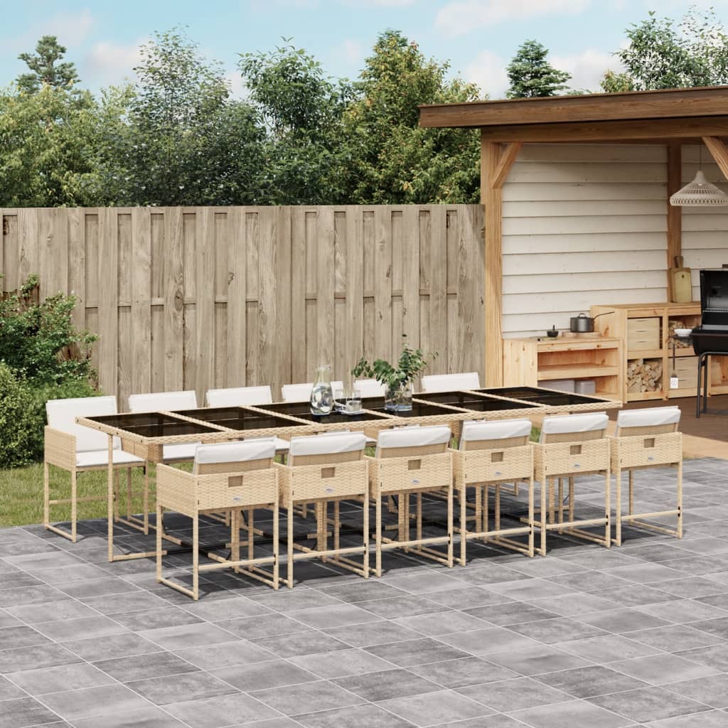 Ensemble À Manger De Jardin Coussins 13 Pcs Résine Tressée