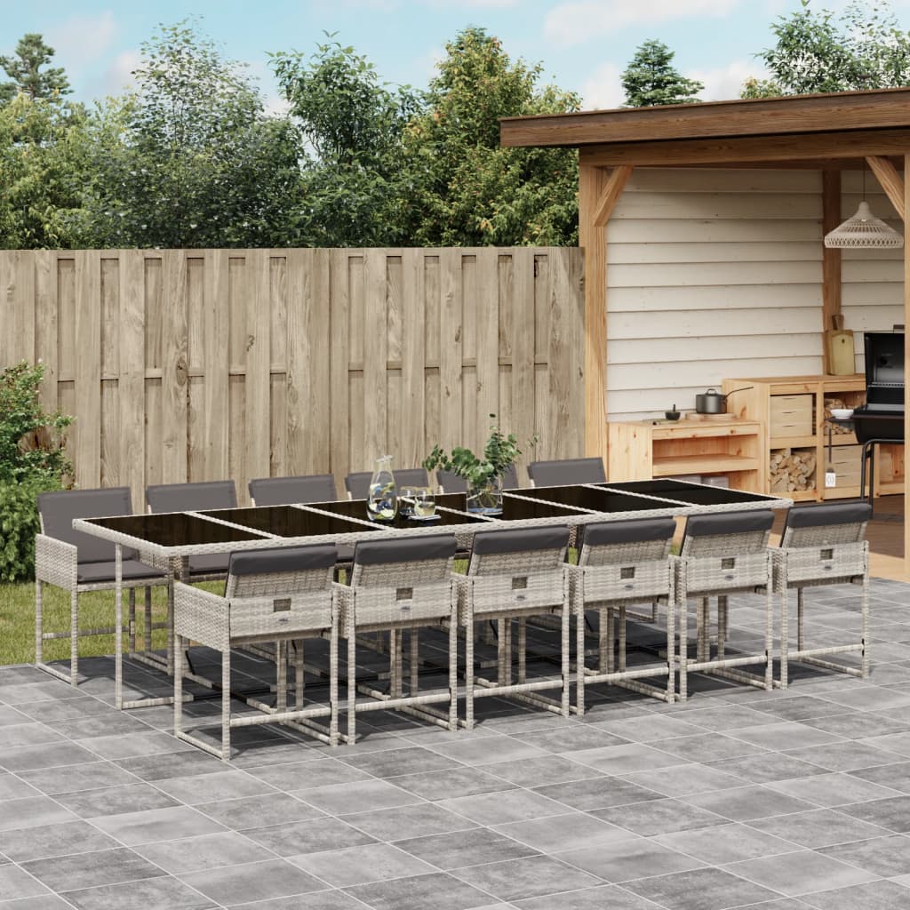 Ensemble À Manger De Jardin Coussins 13 Pcs Résine Tressée