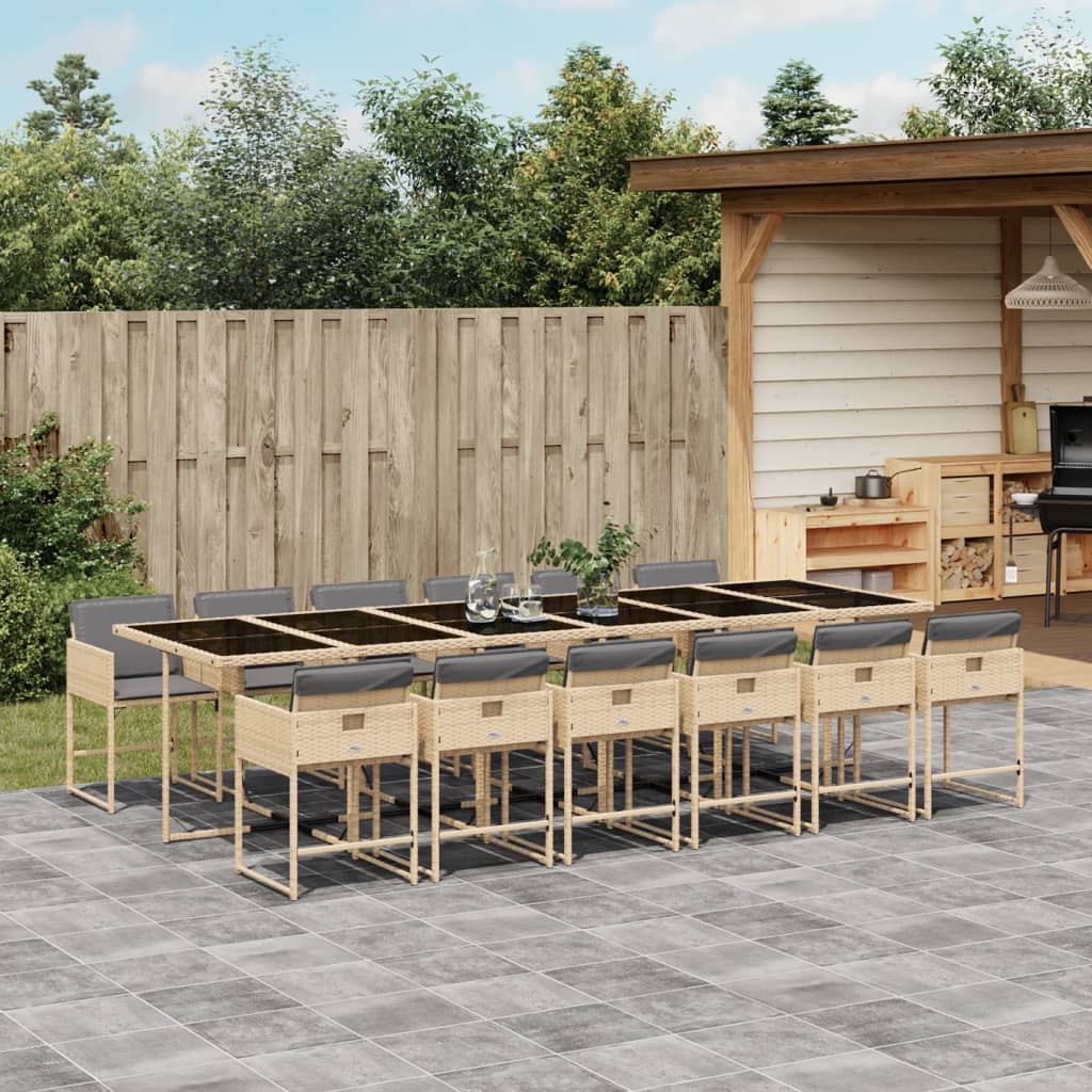 Ensemble À Manger De Jardin Coussins 13 Pcs Résine Tressée