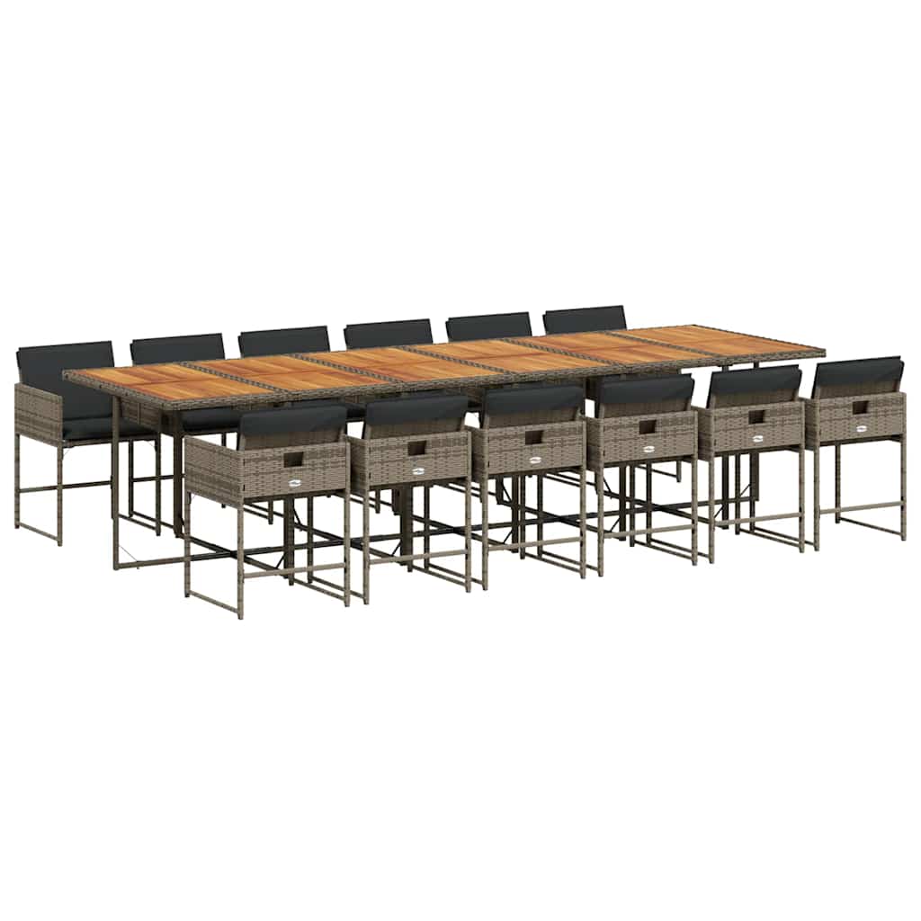 Ensemble À Manger De Jardin Coussins 13 Pcs Résine Tressée