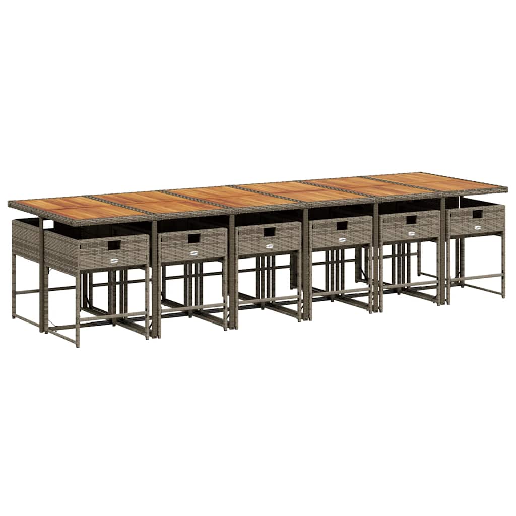 Ensemble À Manger De Jardin Coussins 13 Pcs Résine Tressée