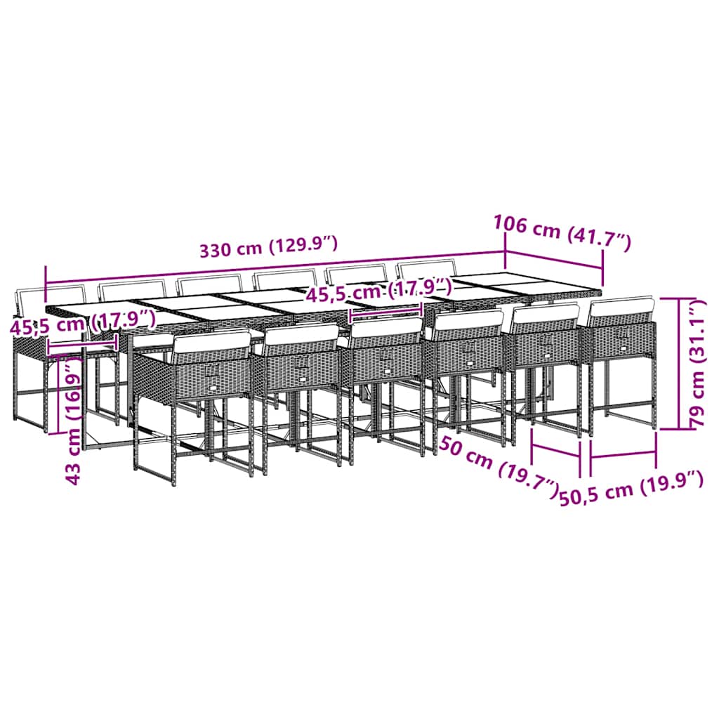 Ensemble À Manger De Jardin Coussins 13 Pcs Résine Tressée