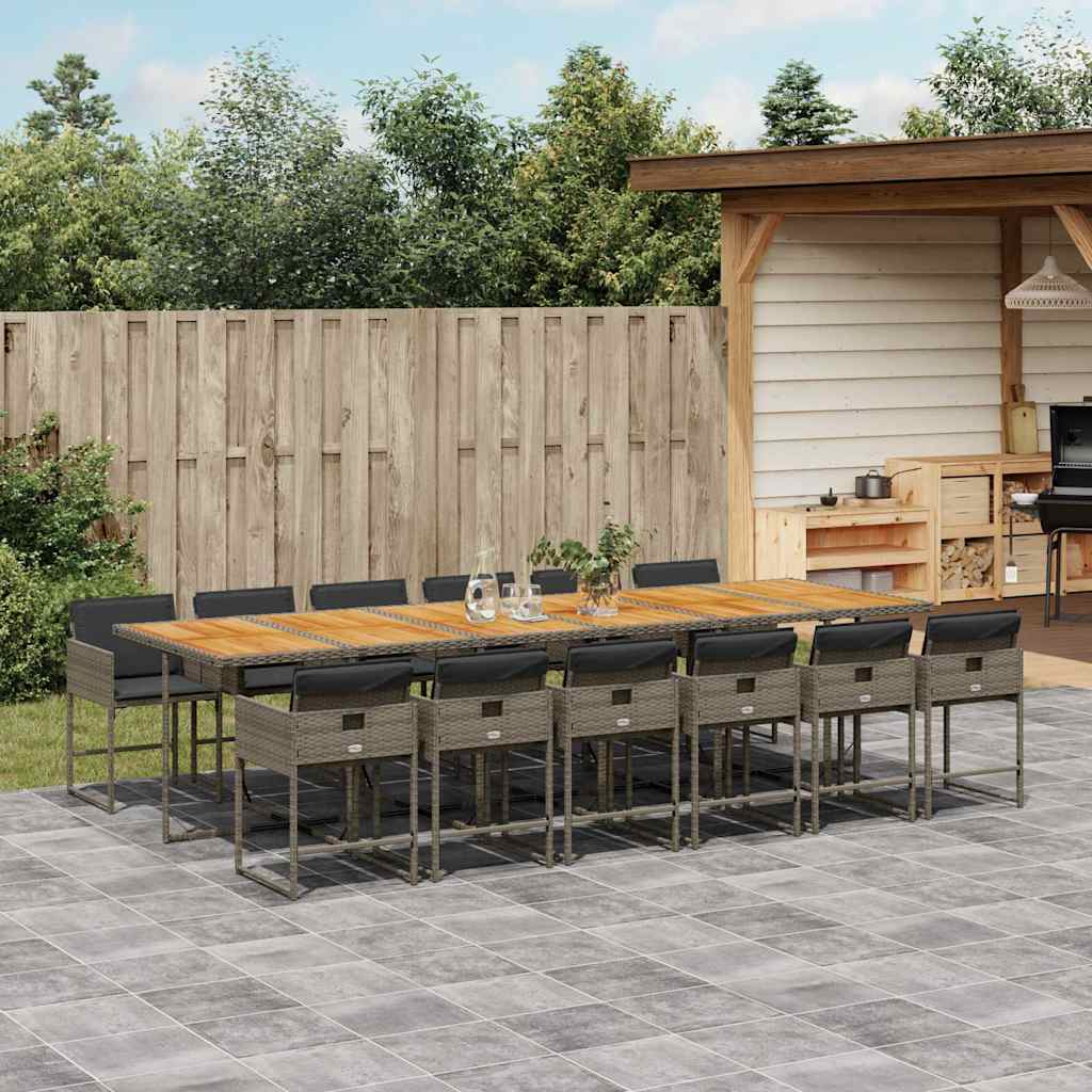 Ensemble À Manger De Jardin Coussins 13 Pcs Résine Tressée