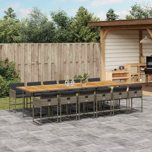 Ensemble À Manger De Jardin Coussins 13 Pcs Résine Tressée