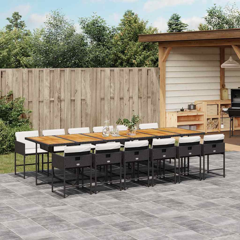 Ensemble À Manger De Jardin Coussins 13 Pcs Résine Tressée