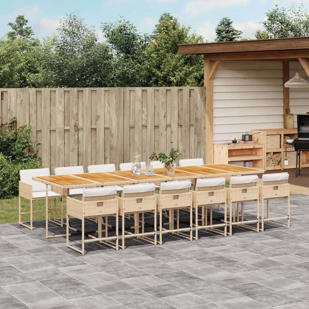 Ensemble À Manger De Jardin Coussins 13 Pcs Résine Tressée