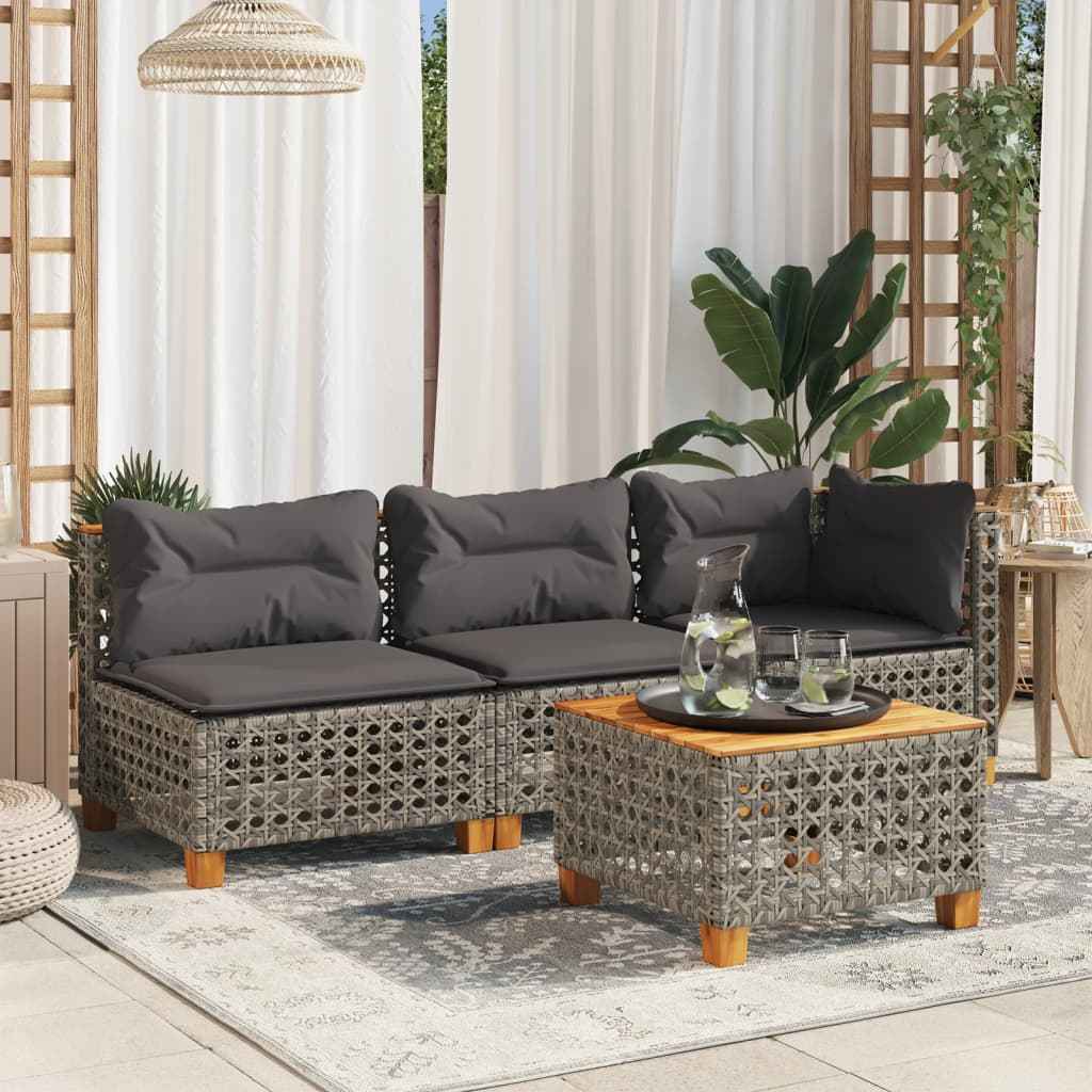 Canapé D'angle De Jardin Avec Coussins Noir Résine Tressée