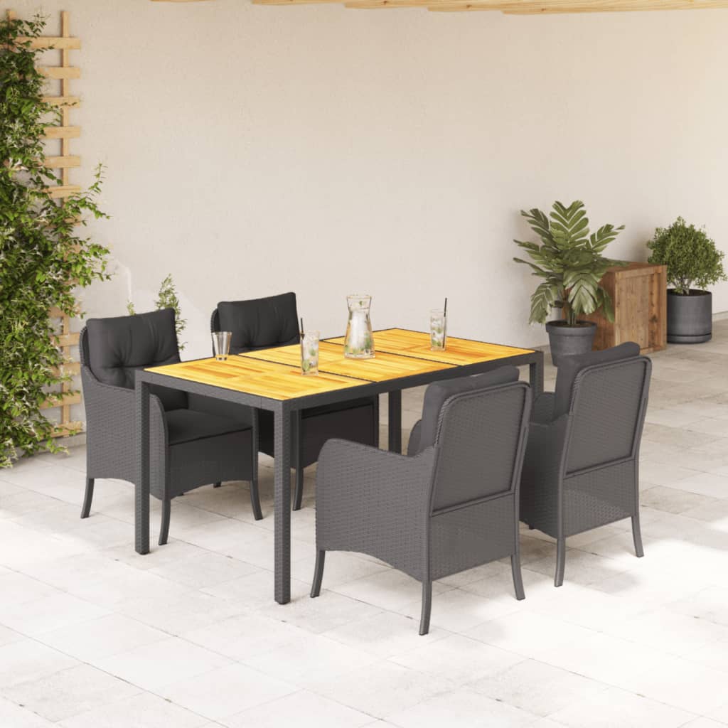Ensemble À Manger De Jardin 9Pcs Coussins Résine Tressée