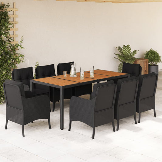 Ensemble À Manger De Jardin 9Pcs Coussins Résine Tressée