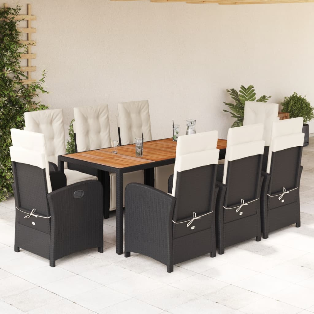 Ensemble À Manger De Jardin 9Pcs Coussins Résine Tressée