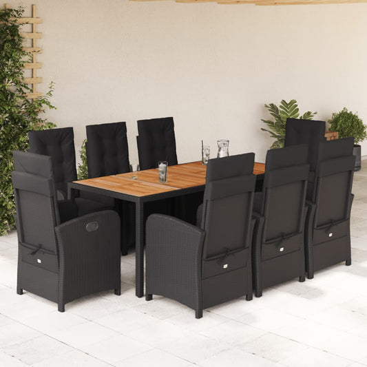 Ensemble À Manger De Jardin 9Pcs Coussins Résine Tressée