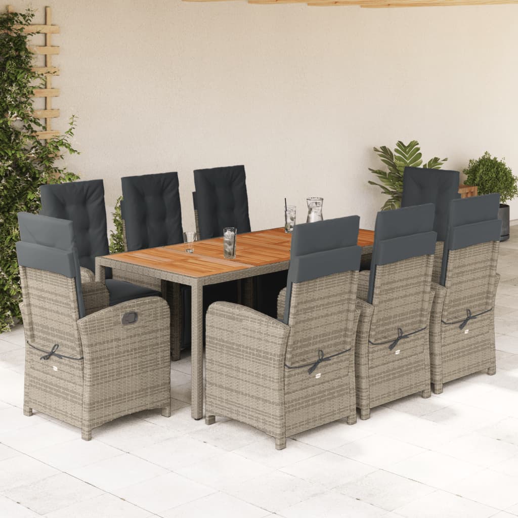 Ensemble À Manger De Jardin 9Pcs Coussins Résine Tressée