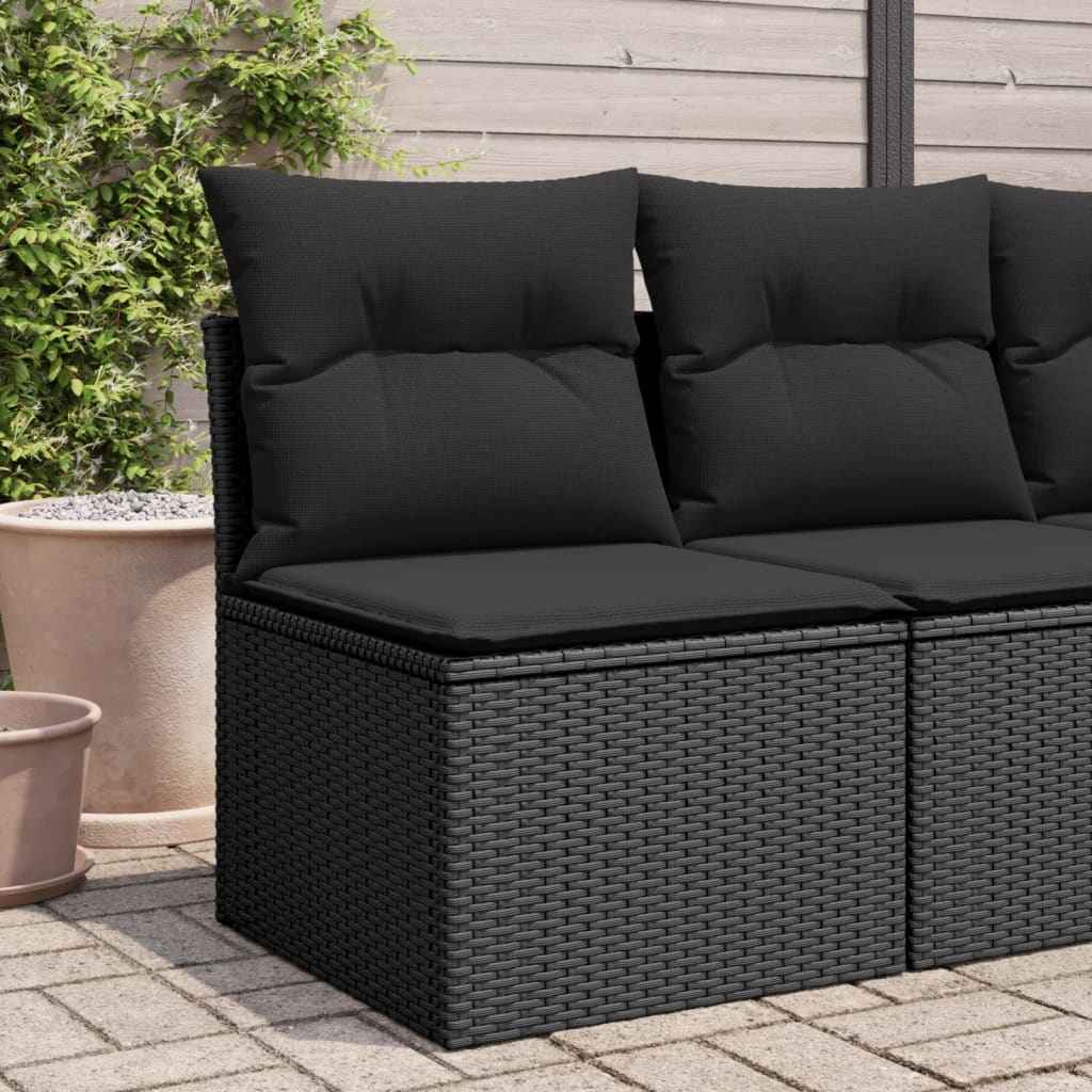 Canapé De Jardin Avec Coussins 4 Places Noir Résine Tressée