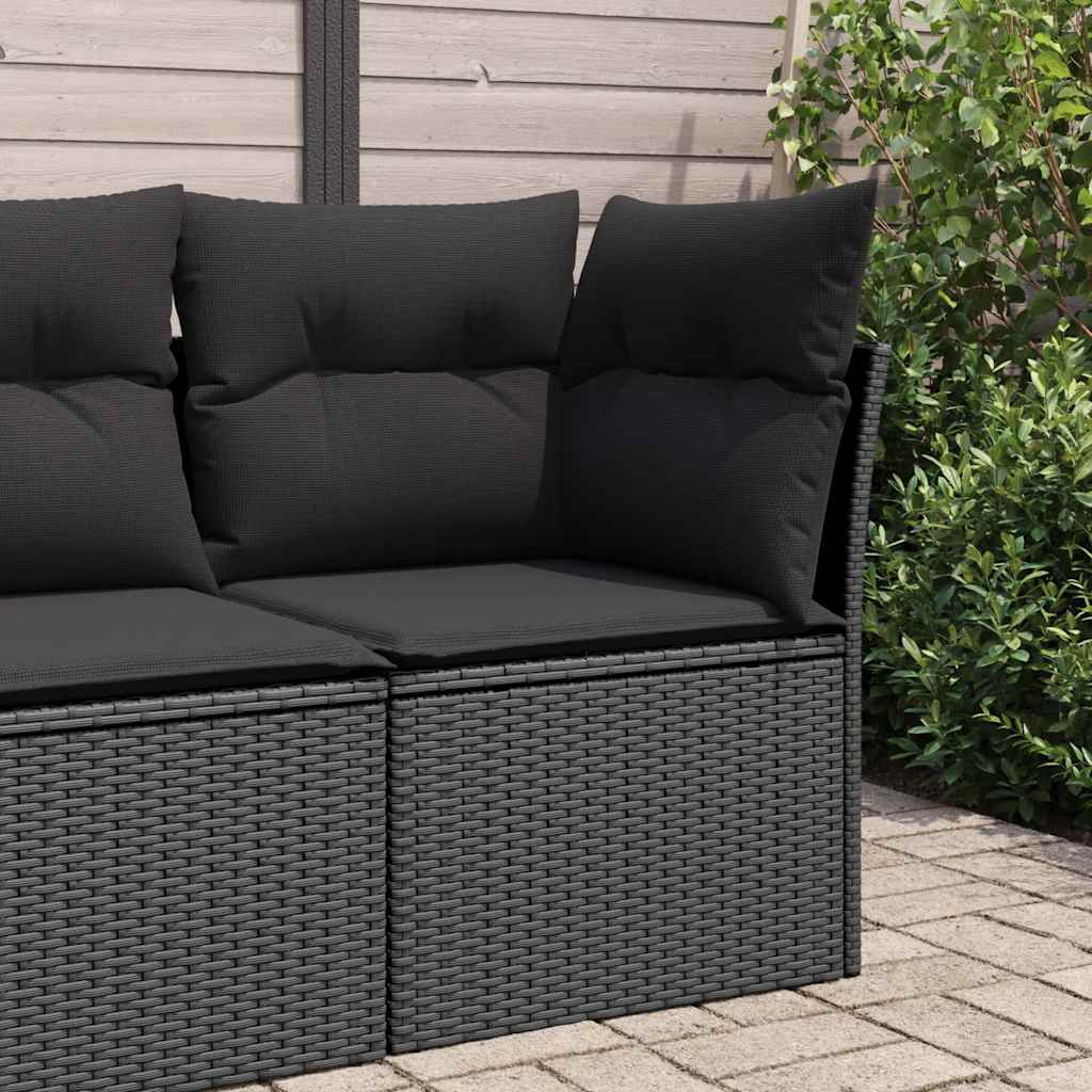 Canapé De Jardin Avec Coussins 4 Places Noir Résine Tressée