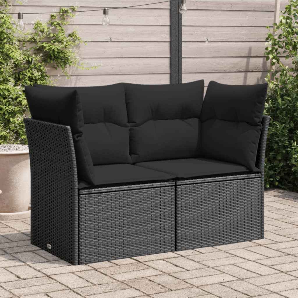 Canapé De Jardin Avec Coussins 4 Places Noir Résine Tressée