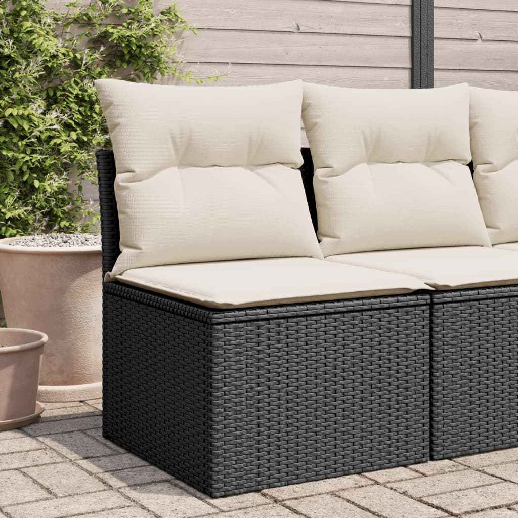 Canapé De Jardin Avec Coussins 4 Places Noir Résine Tressée