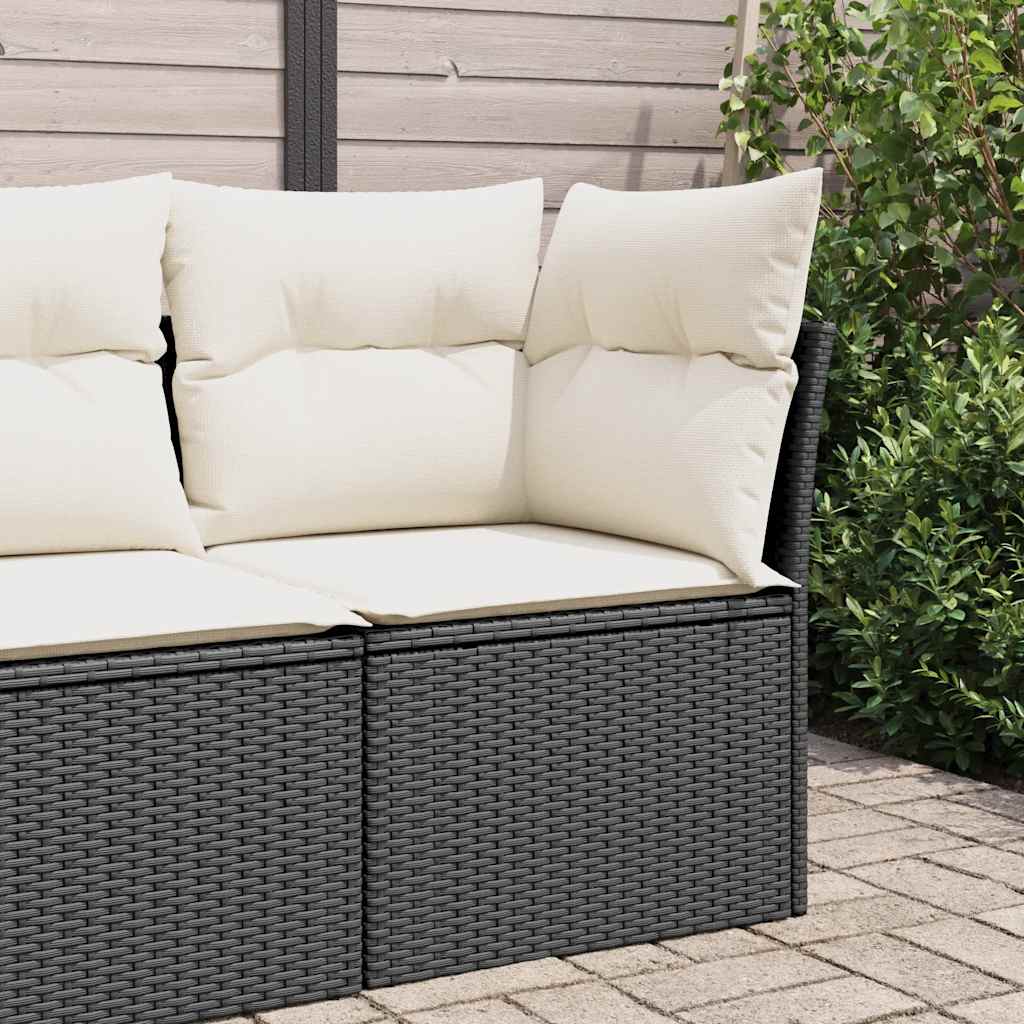 Canapé De Jardin Avec Coussins 4 Places Noir Résine Tressée