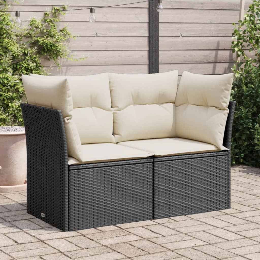 Canapé De Jardin Avec Coussins 4 Places Noir Résine Tressée