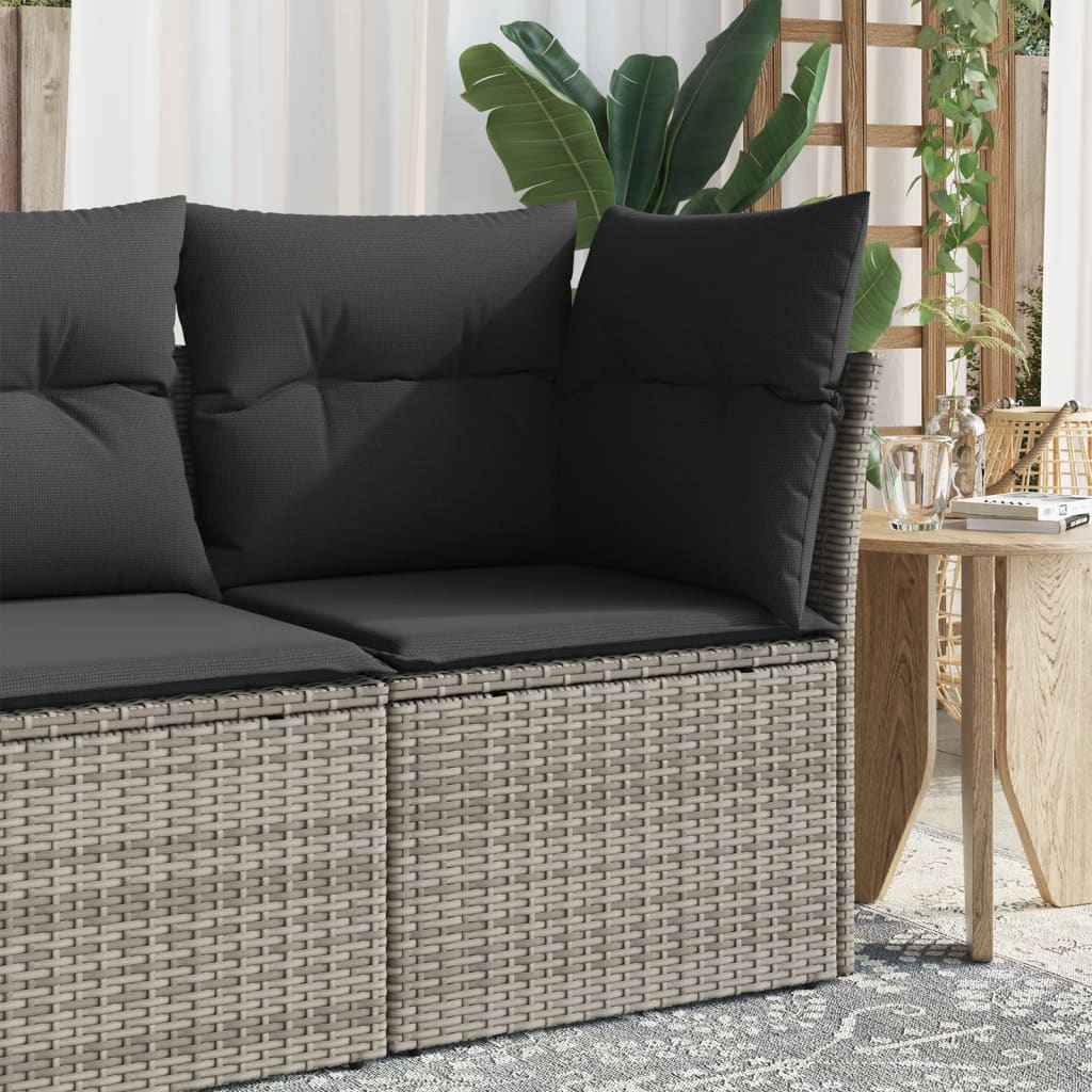 Canapé De Jardin Avec Coussins 4 Places Noir Résine Tressée