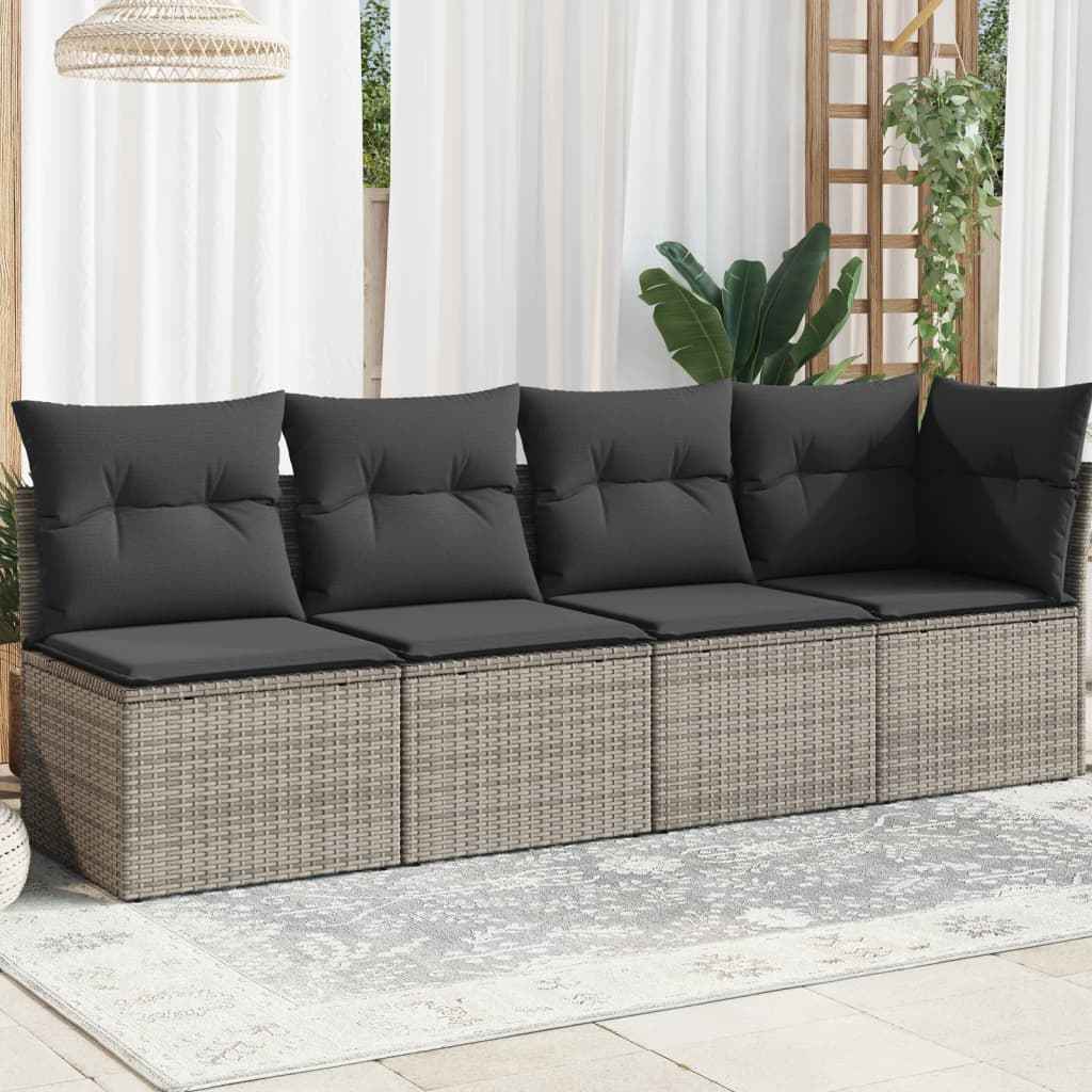 Canapé De Jardin Avec Coussins 4 Places Noir Résine Tressée