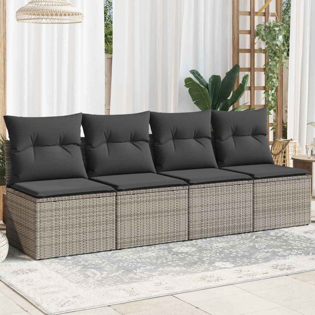 Canapé De Jardin Avec Coussins 4 Places Noir Résine Tressée