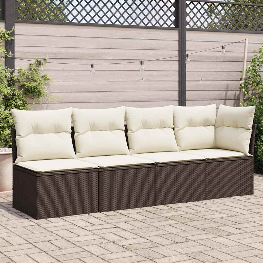 Canapé De Jardin Avec Coussins 4 Places Noir Résine Tressée