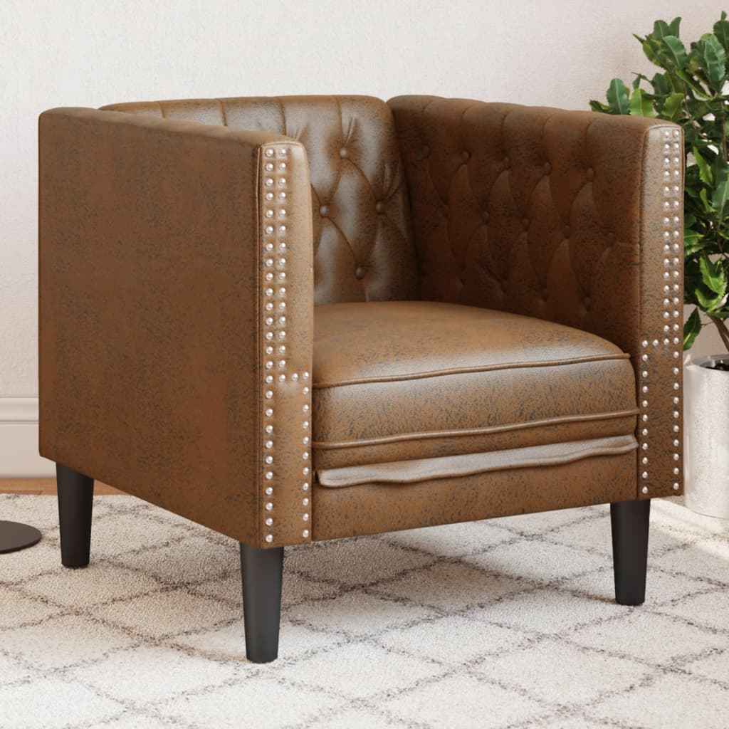 Fauteuil Chesterfield Similicuir Daim