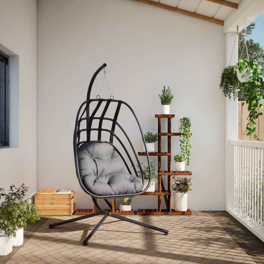 Fauteuil Suspendu En Forme D'œuf Avec Support En Acier Anthracite