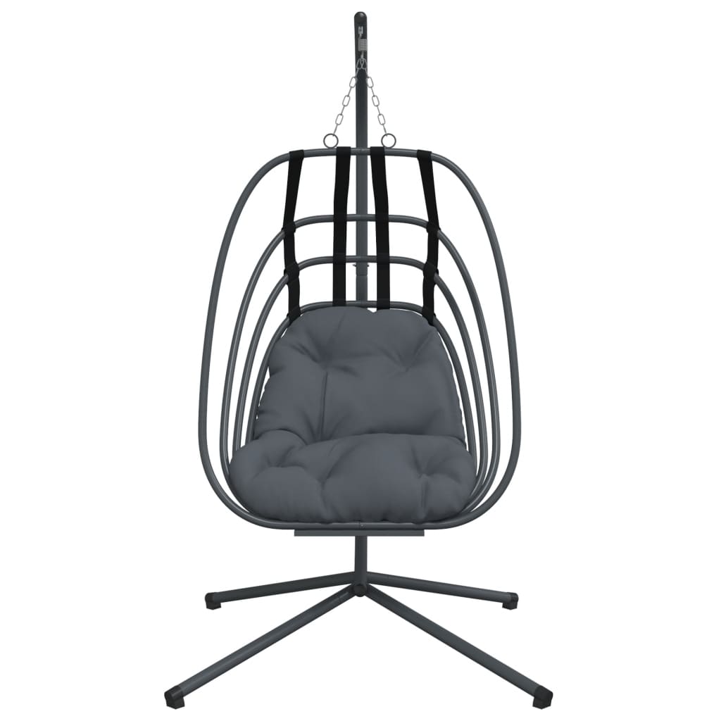 Fauteuil Suspendu En Forme D'œuf Avec Support En Acier Anthracite
