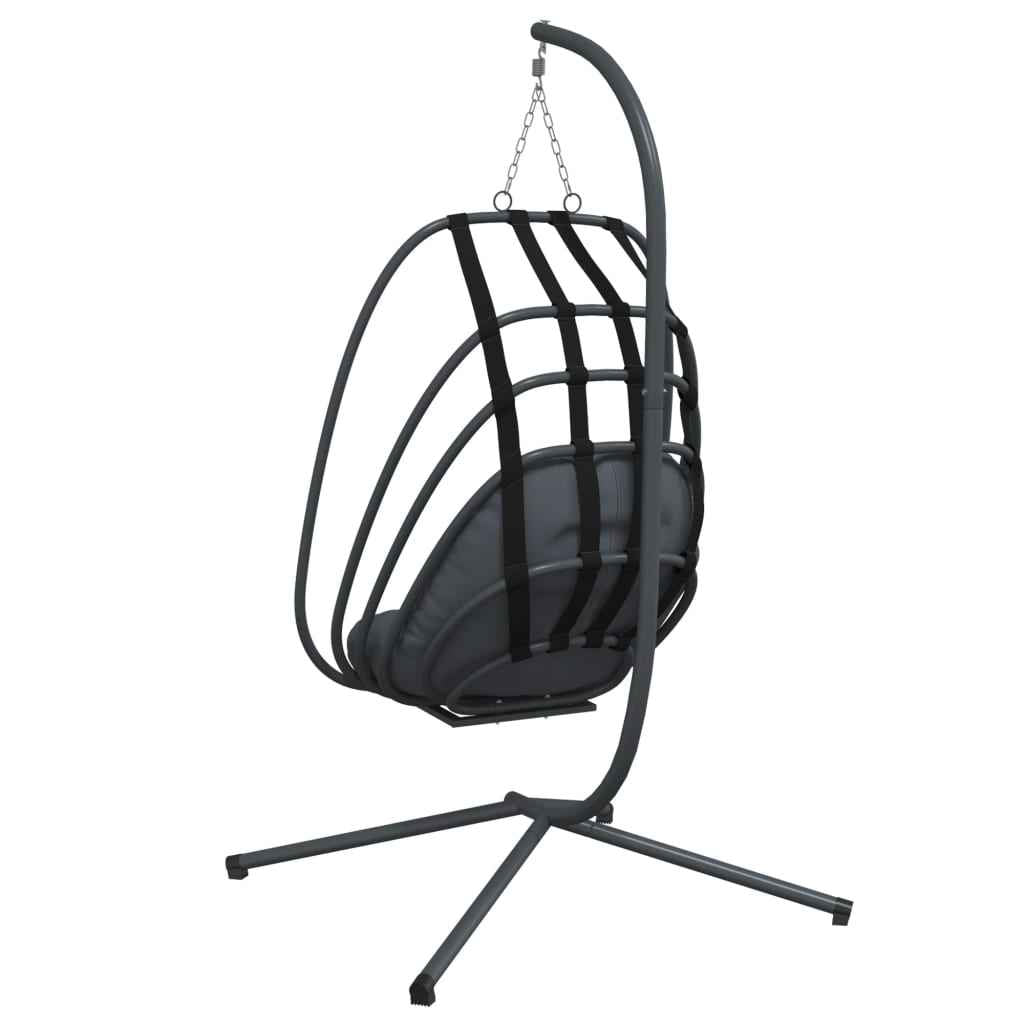 Fauteuil Suspendu En Forme D'œuf Avec Support En Acier Anthracite