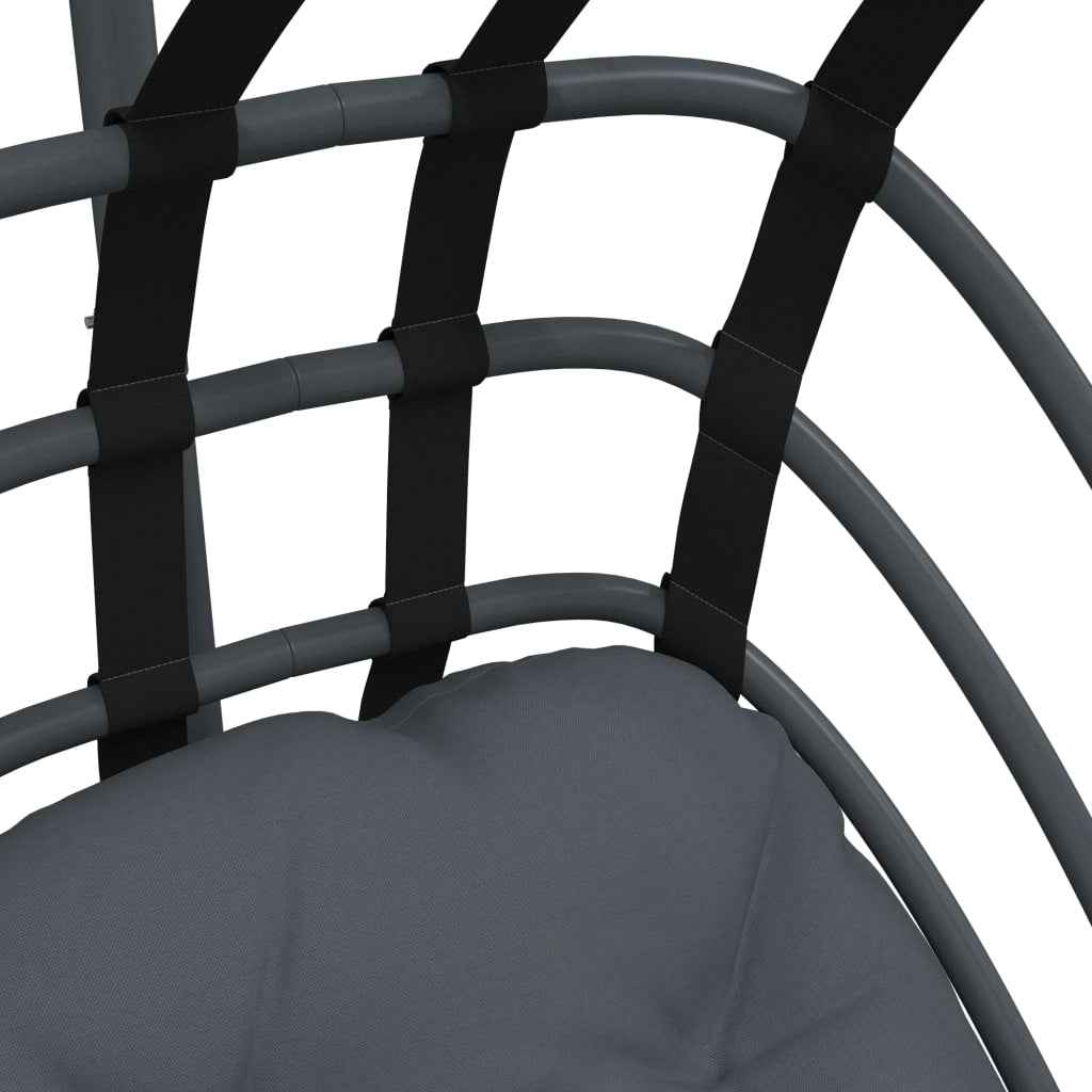 Fauteuil Suspendu En Forme D'œuf Avec Support En Acier Anthracite