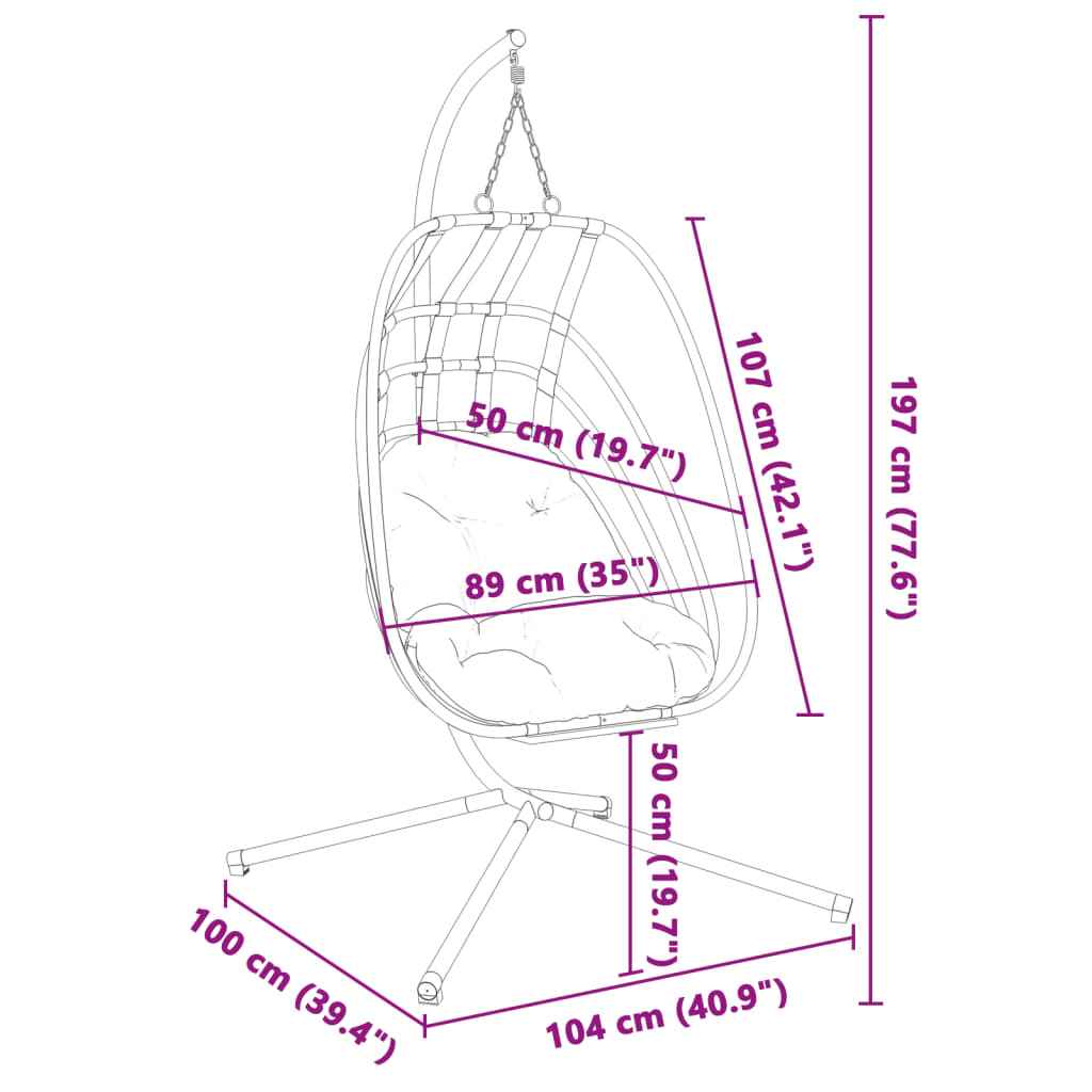 Fauteuil Suspendu En Forme D'œuf Avec Support En Acier Anthracite