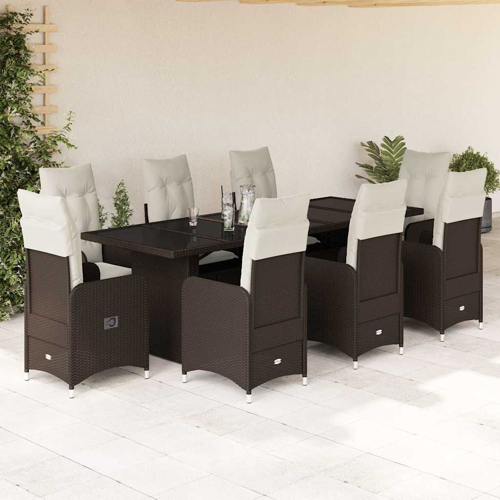 Ensemble De Bistro De Jardin 11 Pcs Coussins Poly Rotin