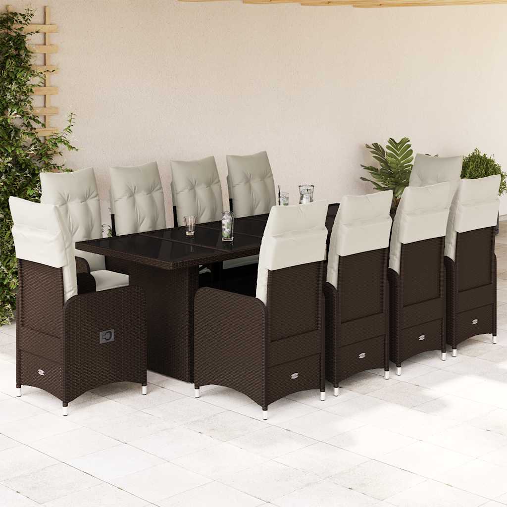 Ensemble De Bistro De Jardin 11 Pcs Coussins Poly Rotin