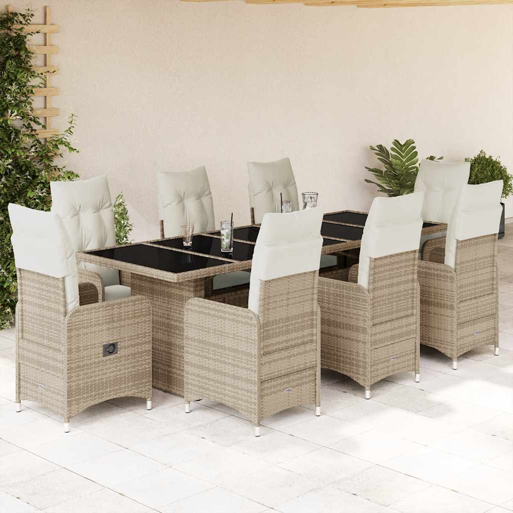 Ensemble De Bistro De Jardin 11 Pcs Coussins Poly Rotin