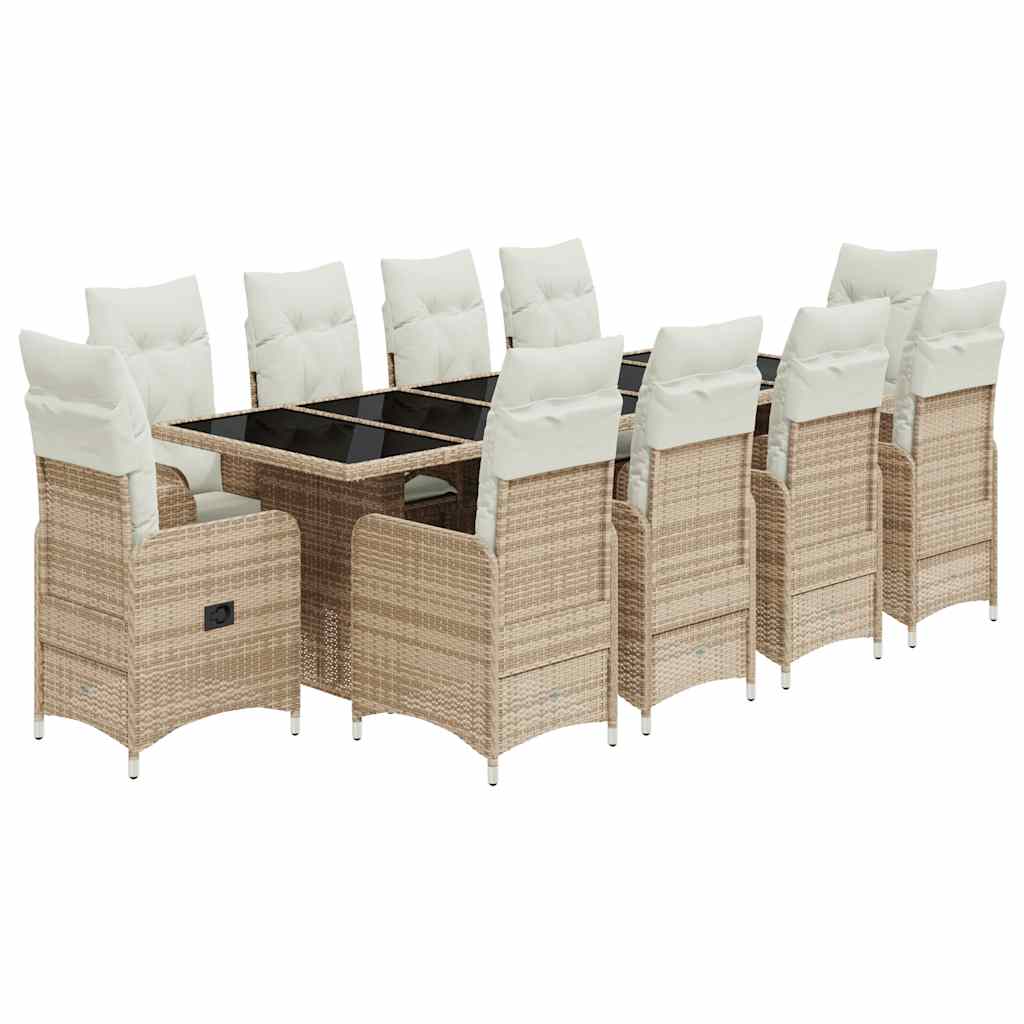 Ensemble De Bistro De Jardin 11 Pcs Coussins Poly Rotin