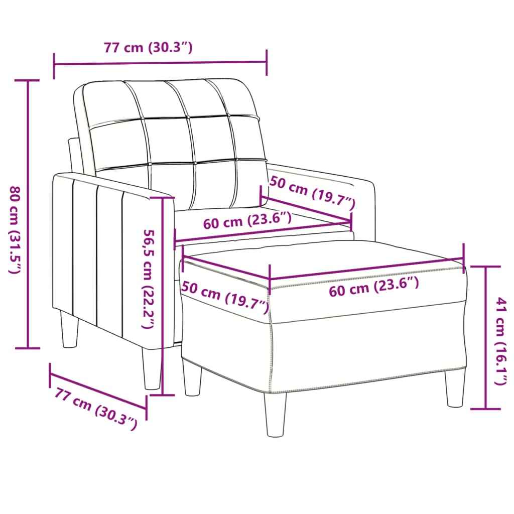 Fauteuil Avec Repose-Pied 60 Cm Velours